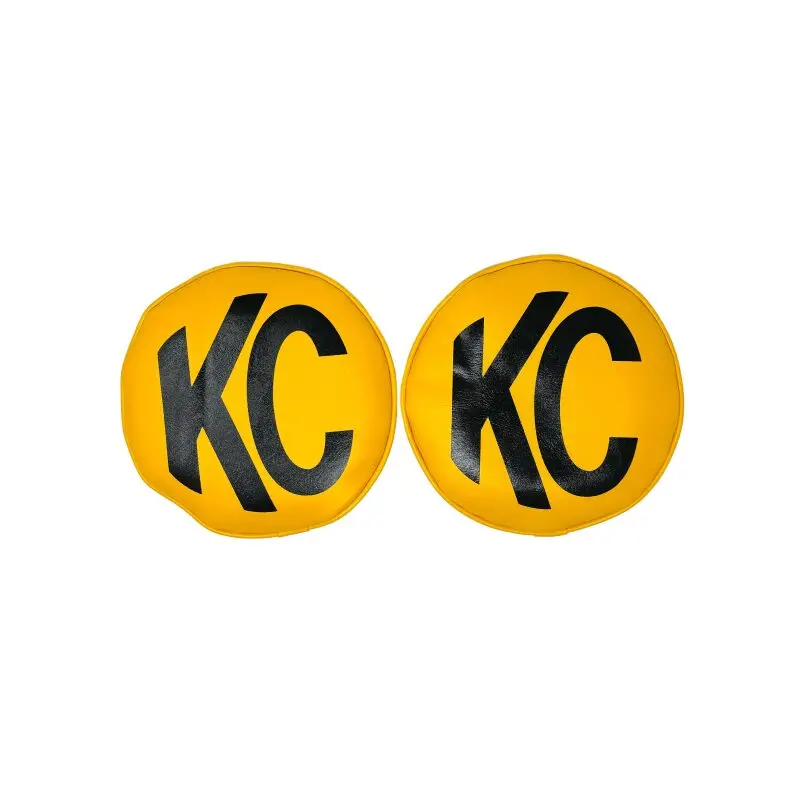 Kc Hilites Retro 8In Round Yellow Vinyl Light Cover W/ Black Kc Logo (Pair) 1