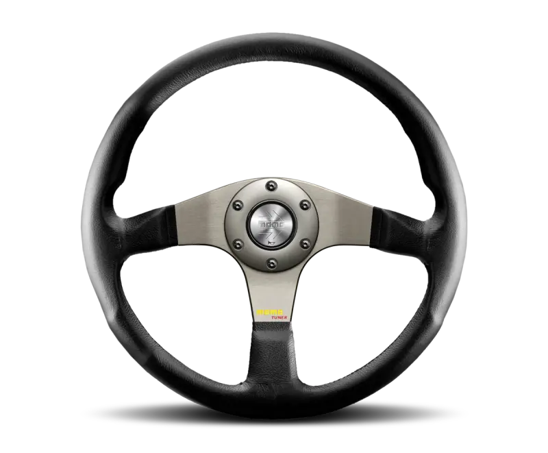 Momo Tuner Steering Wheel 350 Mm - Black Leather/Red Stitch/Black Spokes 1