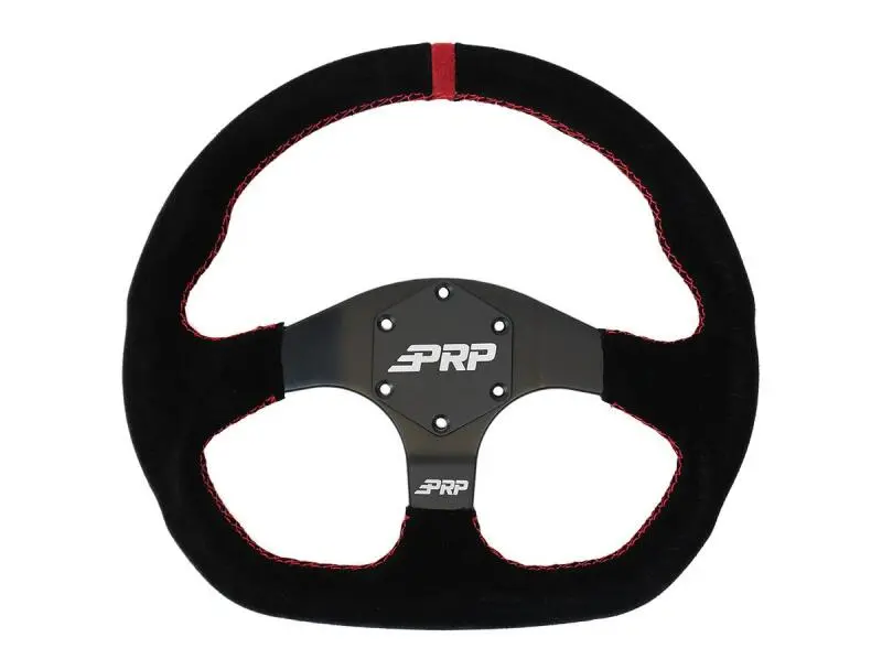 Prp Comp-R D-Shape Suede Steering Wheel - Red 1