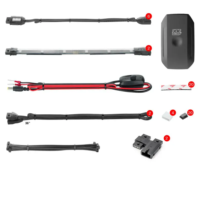 Xk Glow Strip Million Color Xkchrome Smartphone App Atv/Motorcycle Led Light Kit 6Xpod + 2X10in 1