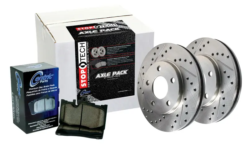 Stoptech 977.40012R Rear Sport Axle Pack – Slotted Rotors & Pre-Bled Brake Lines 1